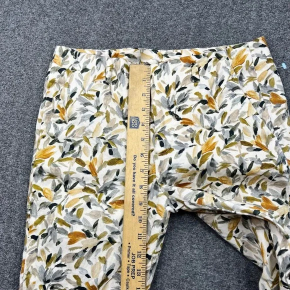 Zara Basic Pants Womens 4 Yellow Leaf Print Slim Ankle Chino Trousers Cotton - Picture 4 of 16